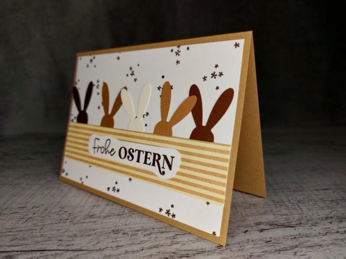 Grußkarte Frohe Ostern Ohren Streifen handgemacht